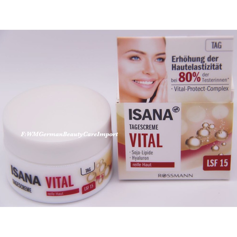 Exp2023 ครีมลดเลือนริ้วรอย ผิวกระชับ ผสมกันแดด ISANA Anti-Aging Vital-Protect-Complex Day Cream SPF 