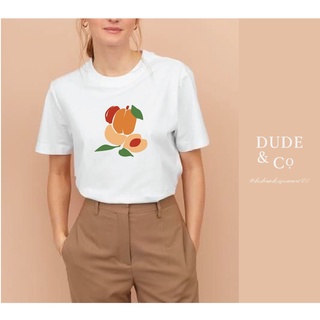 เสื้อยืดผ้าฝ้ายพิมพ์ลายขายดี สไตล์มินิมอล Dude and Co. - Peach Tee เสื้อยืด คนดัง