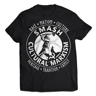 เสื้อยืด ทรงหลวม ขนาดใหญ่ พิมพ์ลาย Smash Cultural Marxism แฟชั่นสําหรับผู้ชาย