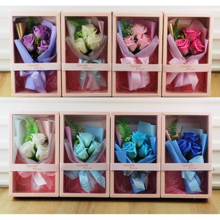 ส่งจากไทย...ช่อดอกไม้ ในกล่องสีชมพู  สินค้าพร้อมส่ง