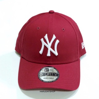 หมวก NY New Era สีแดงเลือดหมูปักขาว