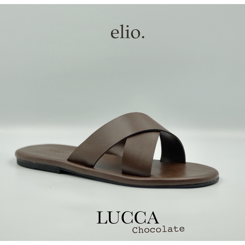 elio originals - รองเท้าแตะ รุ่น Lucca (unisex) สีน้ำตาล ChocolateD