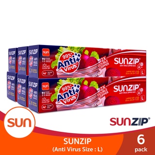 SUNZIP (ซันซิป) ถุงซิปแอนตี้ไวรัส ยับยั้งการเจริญเติบโตของเชื้อไวรัส Size L (6แพ็ค/12แพ็ค)