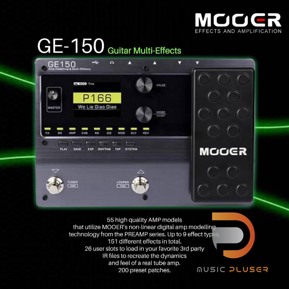 Mooer GE150 Guitar Multi-Effects มัลติเอฟเฟคราคาถูก ที่มาแรง 200 preset , built-in LOOPER ของแท้ 100