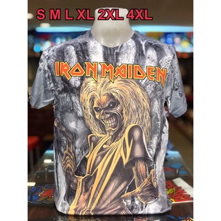 เสื้อวง Iron Maiden OVP (โอเวอร์ปริ้นท์) แขนสั้น ผ้าคอตตอนผสมโพลี พิมลายทั้งตัว