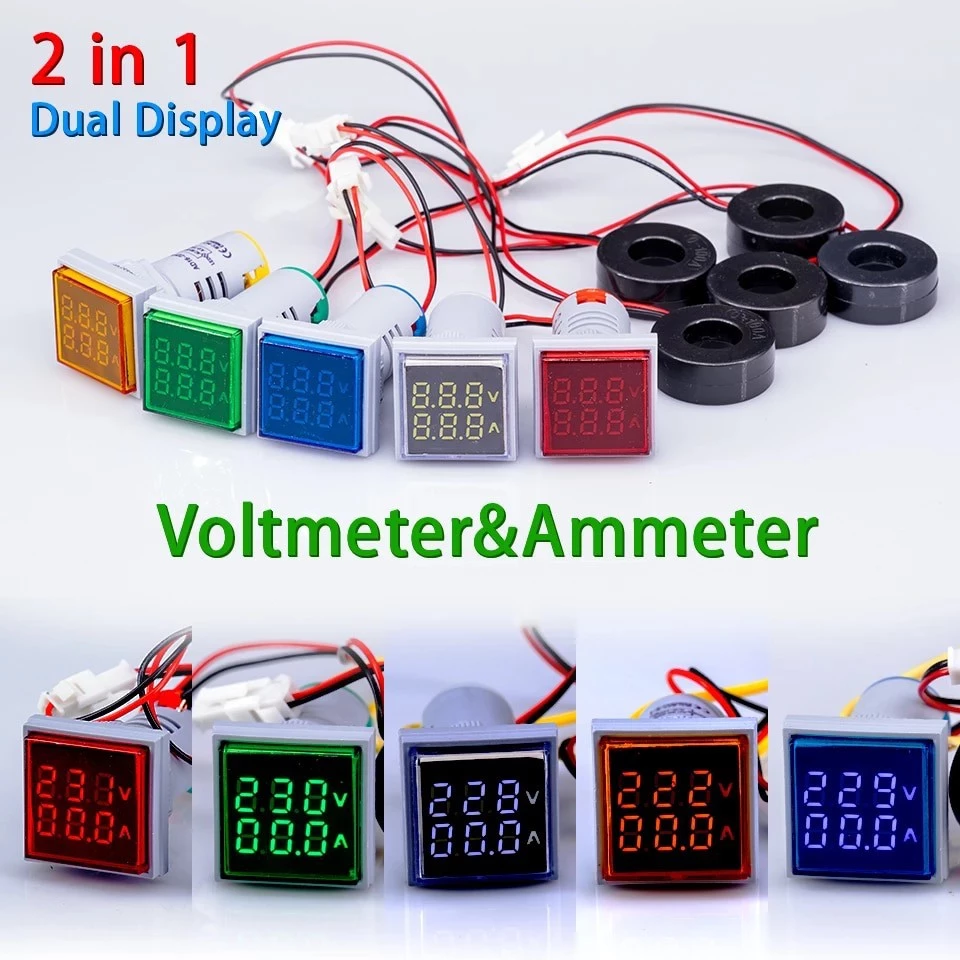 Voltmeter Ammeter 2in1 AC 50-500 V 0-100A LED Digital วัดแรงดันไฟฟ้า วัดกระแส VOLT AMP