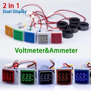 Voltmeter Ammeter 2in1 AC 50-500 V 0-100A LED Digital วัดแรงดันไฟฟ้า วัดกระแส VOLT AMP