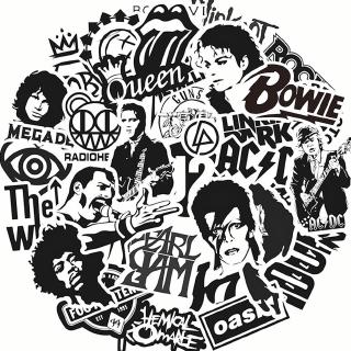 ❉ Punk HipHop Rock Band . Classical Black &amp; White Color Series 01 Band Logo สติ๊กเกอร์ ❉ 50Pcs/Set Waterproof DIY Fashion Decals Doodle สติ๊กเกอร์