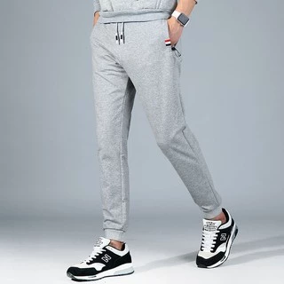 กางเกงกีฬาลำลองผู้ชาย M-5XL ไซส์ใหญ่กางเกงขายาวทรงหลวมสไตล์เกาหลีผ้าหนาเอวยางยืดมีกระเป๋าซิปคู่A19#