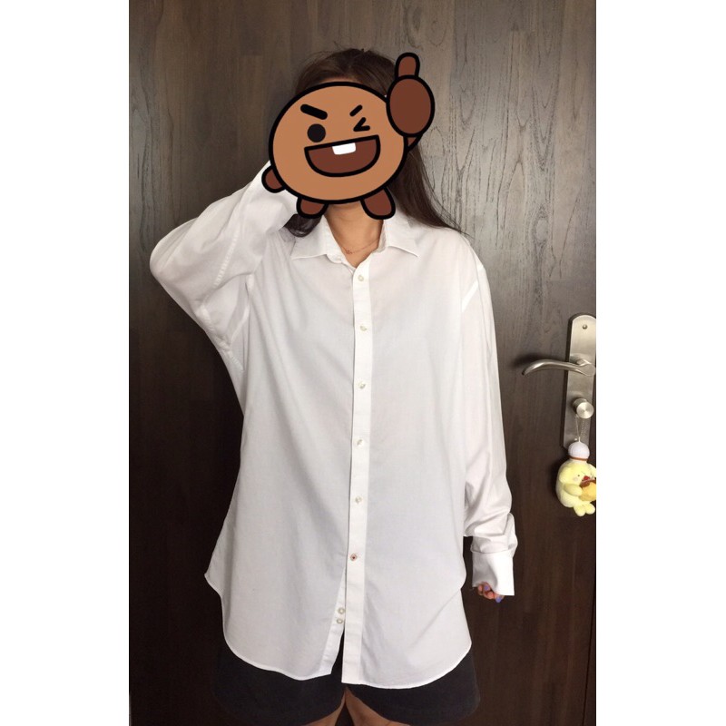 เสื้อเชิ้ตCK คอปก สีขาว *สินค้ามือสอง