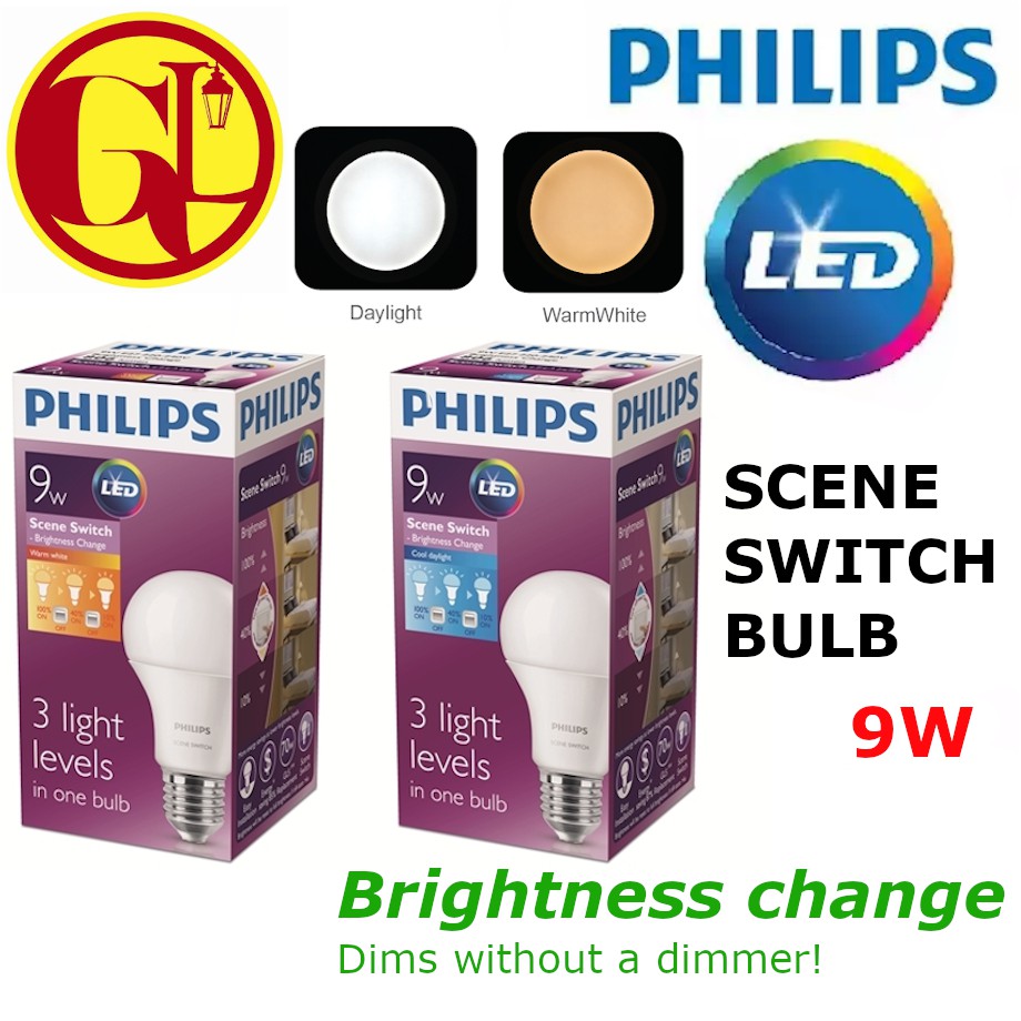 Led 9W BULB PHILIPS SCENE SWITCH 9W BULB WARM WHITE DAYLIGHT