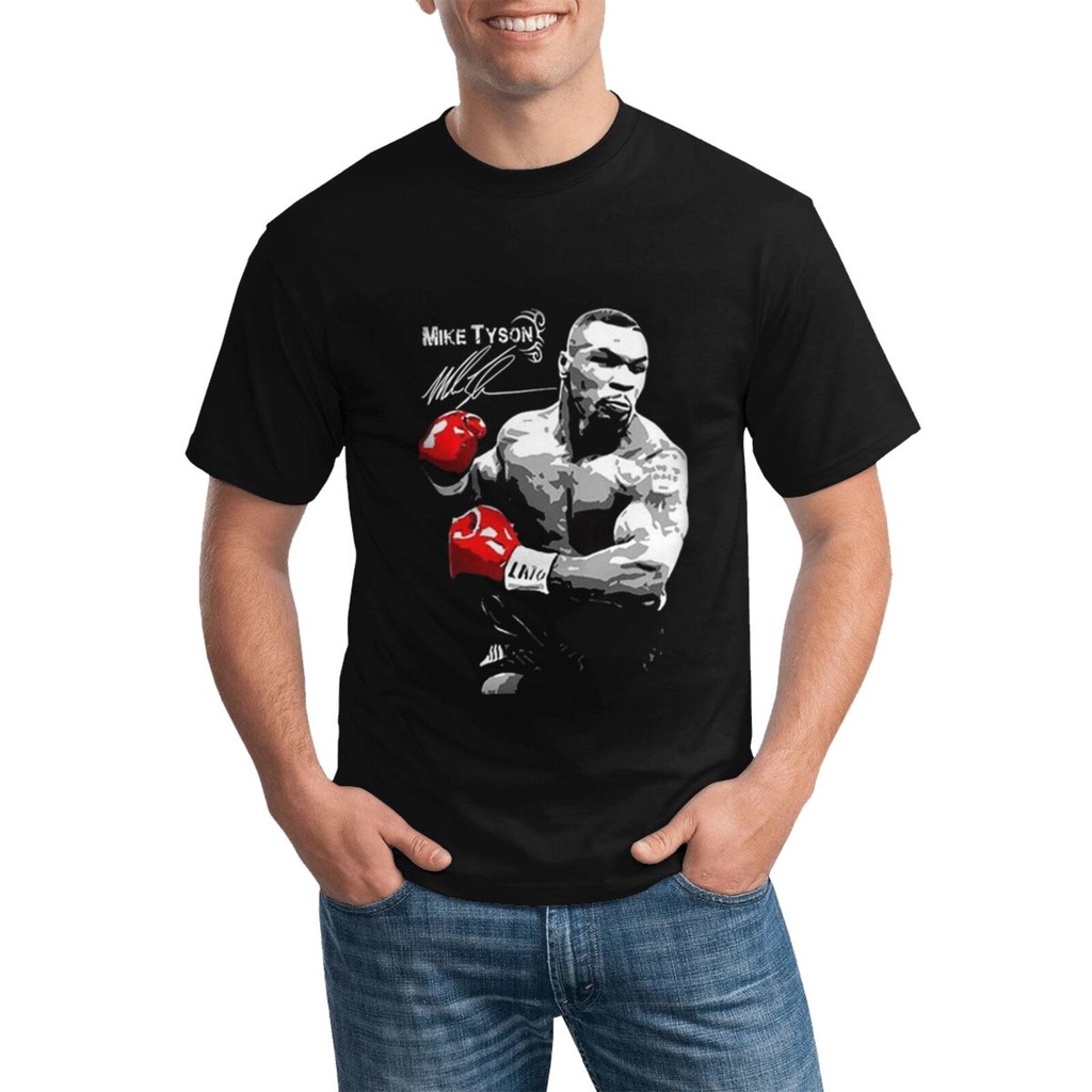 แฟชั่น Diy เสื้อยืดสําหรับชายอารมณ์ขัน Mike Tyson Boxing Legend มวยเหล็ก Mike Tyson ลายเซ็นผ้าฝ้าย 1