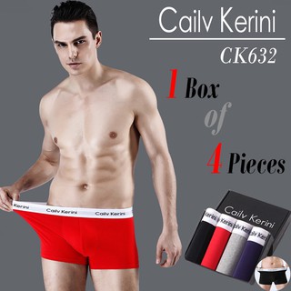 Cailv Kerini กางเกงในชาย 1กล่องมี 4ชิ้น  บ๊อกเซอร์แฟชั่น CK632 ผ้าฝ้ายใส่สบาย