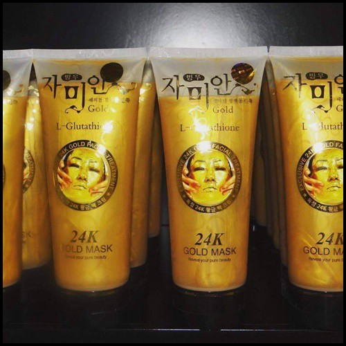 (มีส่งด่วน)24K Gold Mask L-Glutathione ครีมมาส์กหน้าทองคำ มาส์กลอกสิว ไม่แห้งตึง - รูปที่ 2