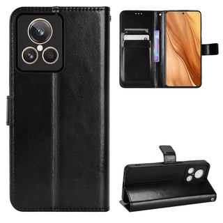 เคสโทรศัพท์หนัง PU ฝาพับ พร้อมช่องใส่บัตร และสายคล้อง หรูหรา สําหรับ Realme GT2 Explorer Master 5G