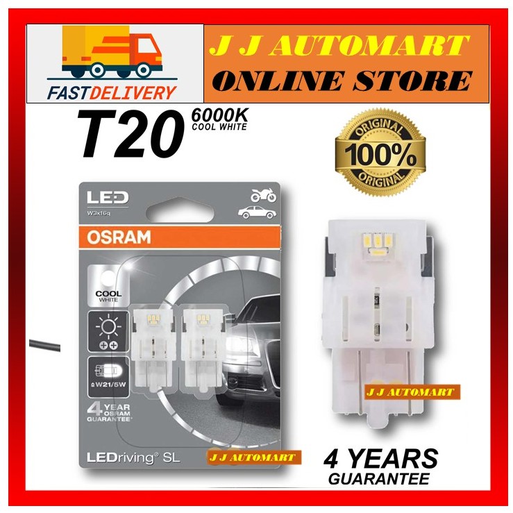 OSRAM LEDriving SL LED W21/5W 6000K Cool White (Twin) W3x16q 7716CW-02B ชุดติดตั้งเพิ่มเติม T20 12V 