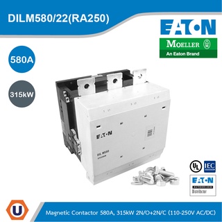 EATON  DILM580/22(RA250)Contactor,380V 400V 315 kW,2 N/0,2 N/C,RA 250: 110 - 250 V 40 - 60 Hz Operation,Screw Connection