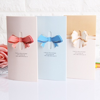 3D Folding Creative Love Bow Greeting Card Best Wishes Invitations Cards For Valentines Day Xmas Birthday Wedding Party Blessing Card