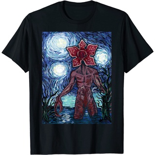 เสื้อยืด พิมพ์ลายโปสเตอร์ Netflix Stranger Things Demogorgon Starry Night สําหรับผู้ใหญ่Size S-5XL