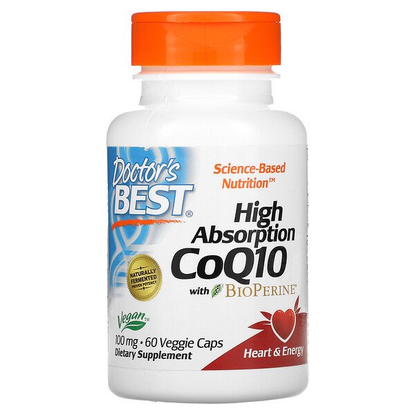 Doctor's Best,High Absorption CoQ10 with BioPerine,100,200,400,600 mg โคคิวเท็น ต้านอนุมูลอิสระ ชะลอริ้วรอย