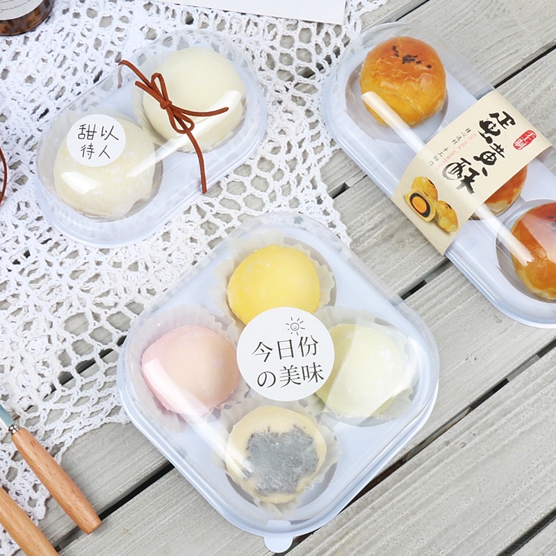 พร้อมส่ง (แพ็ค25/50ใบ) กล่องพลาสติก ฟู้ดเกรด ใส่เปี๊ยะ ไดฟูกุ โมจิ ขนม