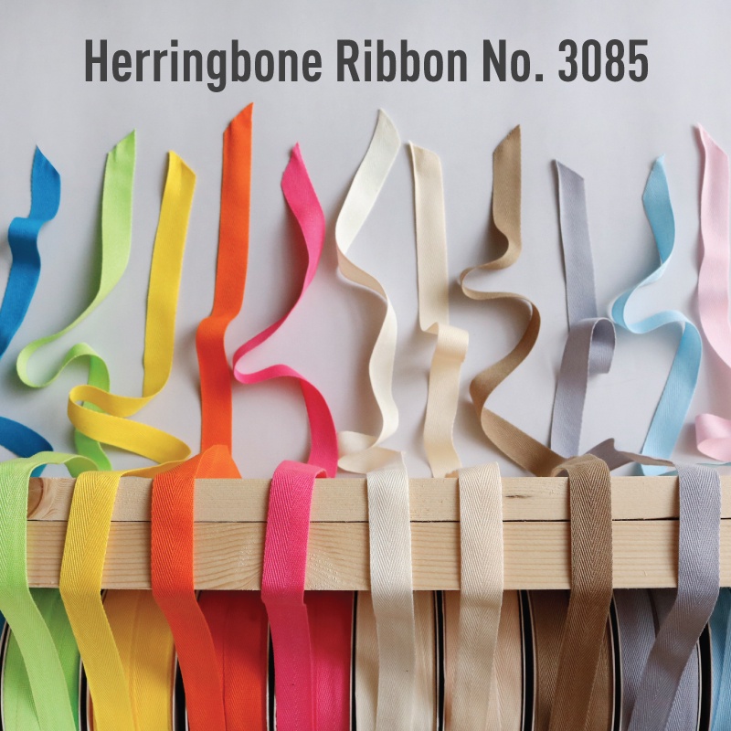 MOMOTARA No. 3085 ริบบิ้น Ribbon  ลายก้างปลา Herringbone Ribbon ขนาด 1.9 CM ยาว 36 หลา