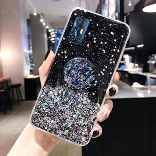 VIVO เคสมือถือกลิตเตอร์พร้อมแหวนนิ้วสําหรับ Vivo Y 20