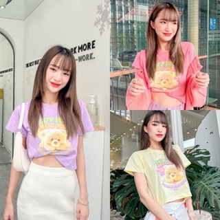 พร้อมส่ง✨🧸เสื้อยืดโอเวอร์ไซต์ งานป้าย Hinahina ลาย หมีHUG ME (N07)