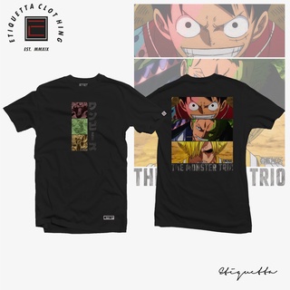 One Piece - Monster Trio ฤดูร้อนแขนสั้นเสื้อยืดการ์ตูนญี่ปุ่นอะนิเมะหลวมป่าคู่รักชายและหญิงสามารถสวมใส่ได้