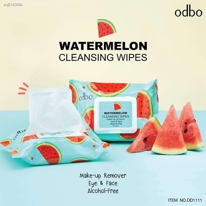 ◑♦️ส่งด่วน * ถูก ของแท้ ♦️Odbo Watermelon Cleansing Wipes #OD1111 :โอดีบีโอ ทิชชู่ เช็ดเครื่องสำอาง 