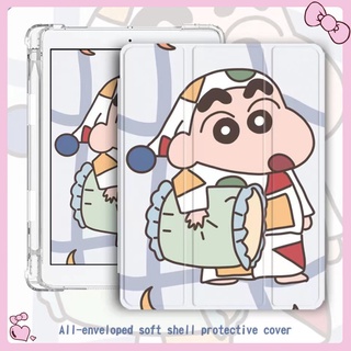 【With pen tray】เคสiPad แนวโ การ์ตูน Cute Crayon Shin-chan mini 4/5/6 Air4 Pro10.9-Air5 Pro11 12.9  Gen9 10.2 Gen7 2019 Gen8 เคสไอแพด 2019Air3,10.5,Air3 Case ไอแพดใส่ปากกาได้เคส