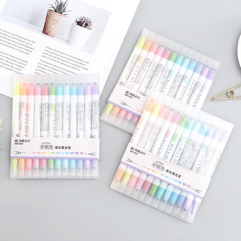 ปากกาไฮไลต์ 2 หัว สำหรับนักเรียน 12 สี