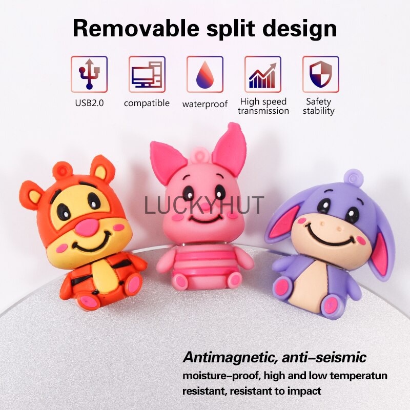 เพนไดรฟ์ 128GB ลายการ์ตูนช้างหมูน่ารัก 1GB 8GB 16GB 32GB 64GB USB 1TB 2TB