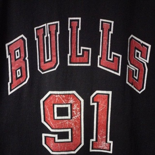 เสื้อยืดกล้าม Vintage Usa เสื้อบาสเก่า BULLS 91ตะเข็บเดี่ยว Size M.อก18-20/ยาว24