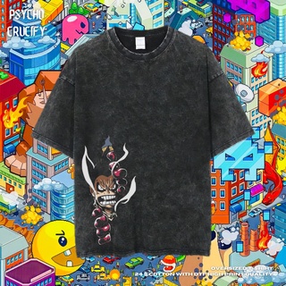 เสื้อยืดโอเวอร์ไซส์เสื้อยืด ขนาดใหญ่ พิมพ์ลาย Psycho Crucify Monkey D Luffy Gear 4 | หินล้างทําความสะอาด | เสื้อเชิ้ต On