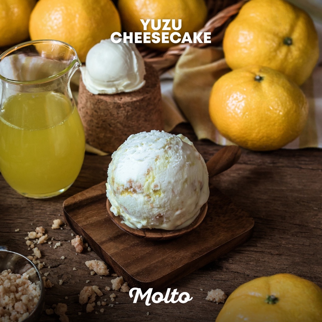 YUZU Cheesecake (ไอศกรีม ส้มยูสุ ชีสเค้ก 1 ถ้วย 16 oz.) - Molto premium Gelato