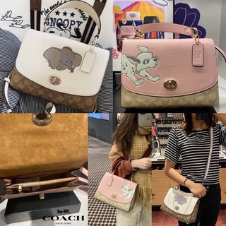 Coach Disney X Tilly Top Handle In Signature with Dalmatian Blossom/Light Khaki Multi Coated Canvas Satchel