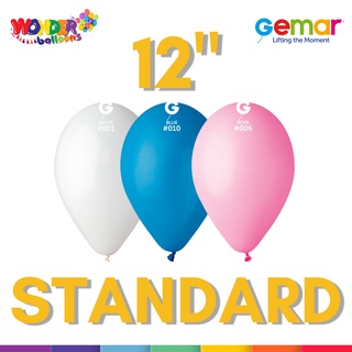 Gemar ลูกโป่งยาง ทรงกลม สีมาตรฐาน 12 นิ้ว (50 ชิ้น)