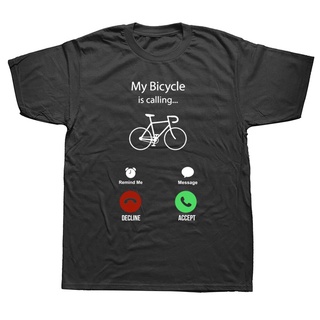 เสื้อยืดสีขาวเสื้อยืดคอกลม แขนสั้น ผ้าฝ้าย พิมพ์ลาย My Bike Is Calling สไตล์ฮาราจูกุ แนวสตรีท สําหรับผู้ชายS-4XL