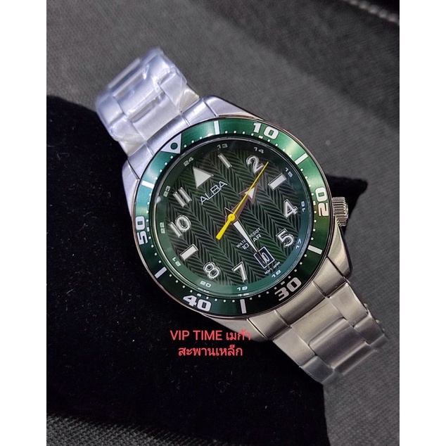 นาฬิกาข้อมือผู้ชาย ALBA Active Quartz รุ่น AS9K43X1 AS9K43X AS9K43ขอบสีเขียว รับประกันศูนย์บ.ไซโก(ประเทศไทย)