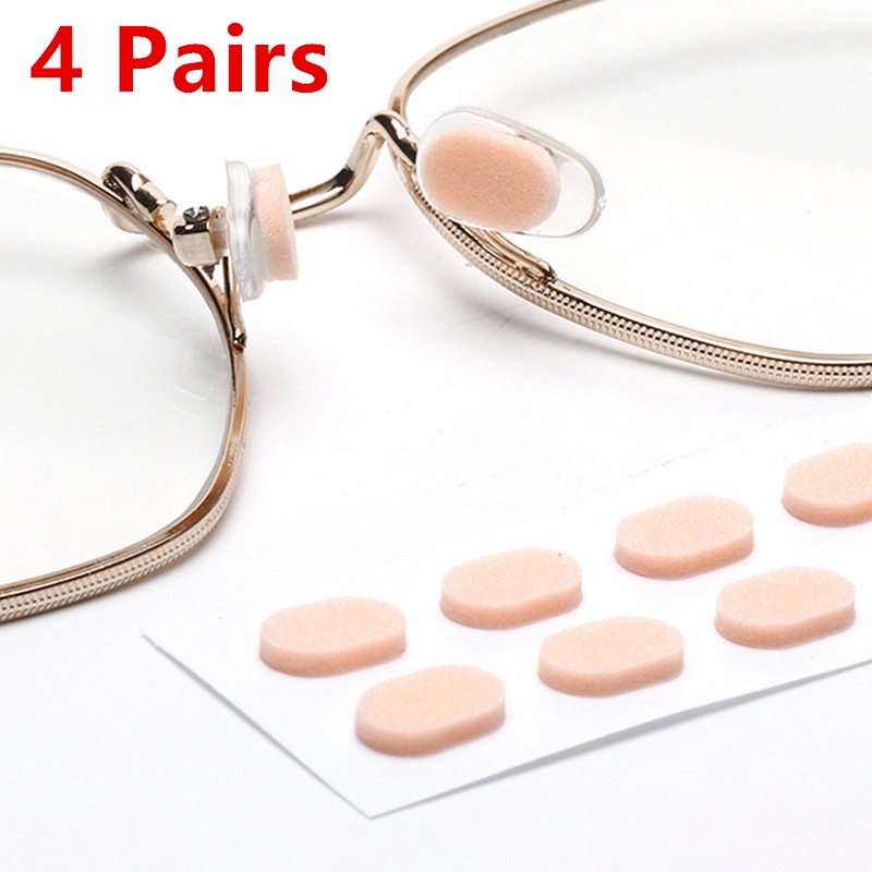 แผ่นรองจมูกแว่นตา 4 คู่ โฟมนุ่ม กาวในตัว กันลื่น สําหรับแว่นกันแดดและแว่นสายตา