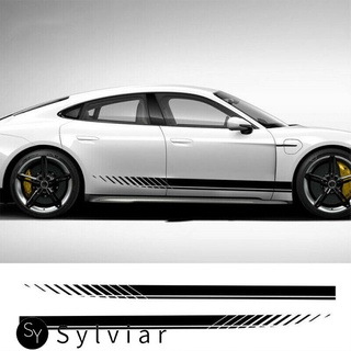 [sylviar] 1 Pair Car  Sticker Appearance Striped Side Door Mudguard Skirt Refitted Stripes Decal For Racing Car