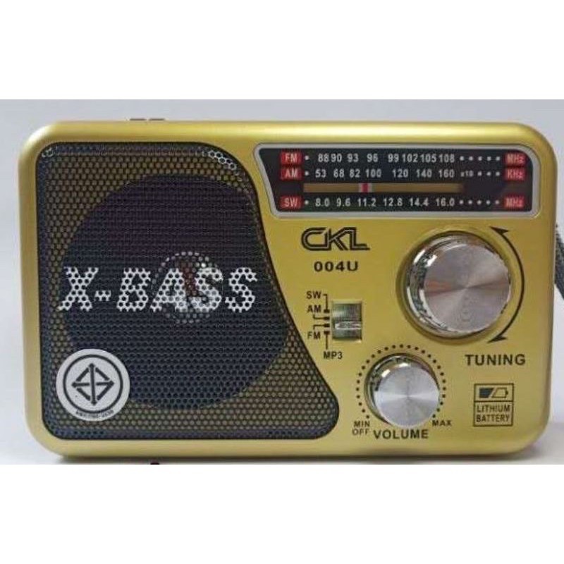 วิทยุลำโพง รุ่น 004U รับสัญญาณวิทยุ AM/FM/SD/MP3/TF/USB/AUX