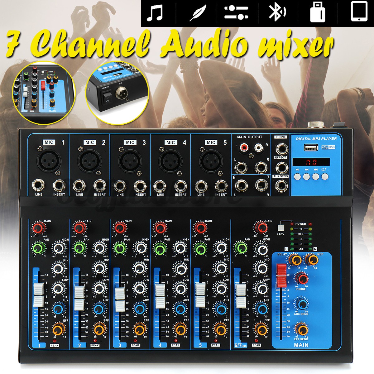 OP4BLUE Audio Mixer 4 Channels Mini Musical Multifunctional PC