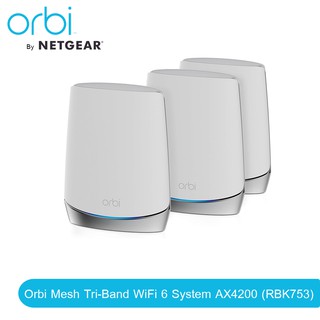 NETGEAR  RBK753 Orbi Whole Home Tri-Band Mesh WiFi 6 Router With 2 Satellite Extender ประกันศูนย์ไทย