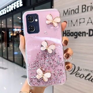 ใหม่ เคสโทรศัพท์มือถือแบบนิ่ม ลายผีเสื้อ กลิตเตอร์ แวววาว สําหรับ OPPO Reno 7 Z 7Z 5G A76 A55 4G 2022 Reno7 Z