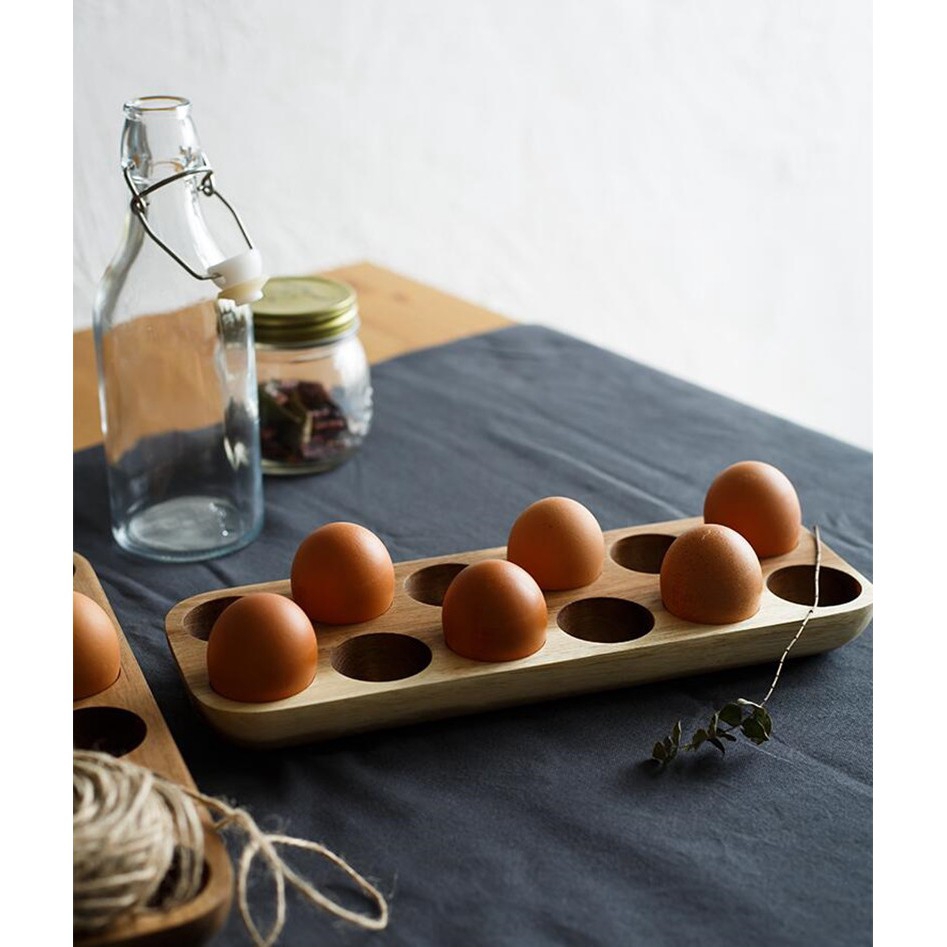 Wooden Egg Storage Box Multi-slots Egg Stand Wooden Egg Container Brief ...