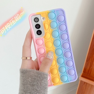 เคสโทรศัพท์ซิลิโคน Pop It บรรเทาความเครียดสีรุ้ง Huawei P30 P40 Pro Nova 3i 5T 7i 7 SE Y9 2019 Honor 8X