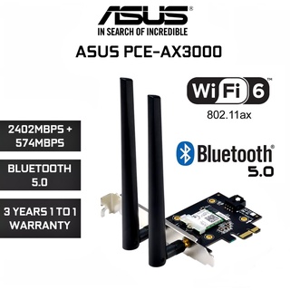 ((ไม่มีกล่อง)) ASUS (PCE-AX3000) WiFi 6 (802.11ax) Adapter with 2 External Antennas ,Bluetooth 5.0