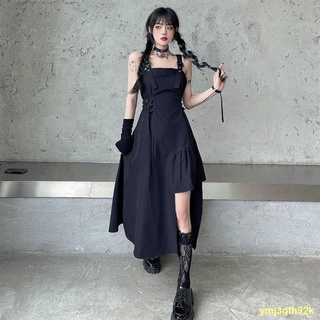 🧊แสงวาบ💎กระโปรงสลิงสีเข้มผิดปกติ 2022 Ghost Horse Mid-Length Skirt Women